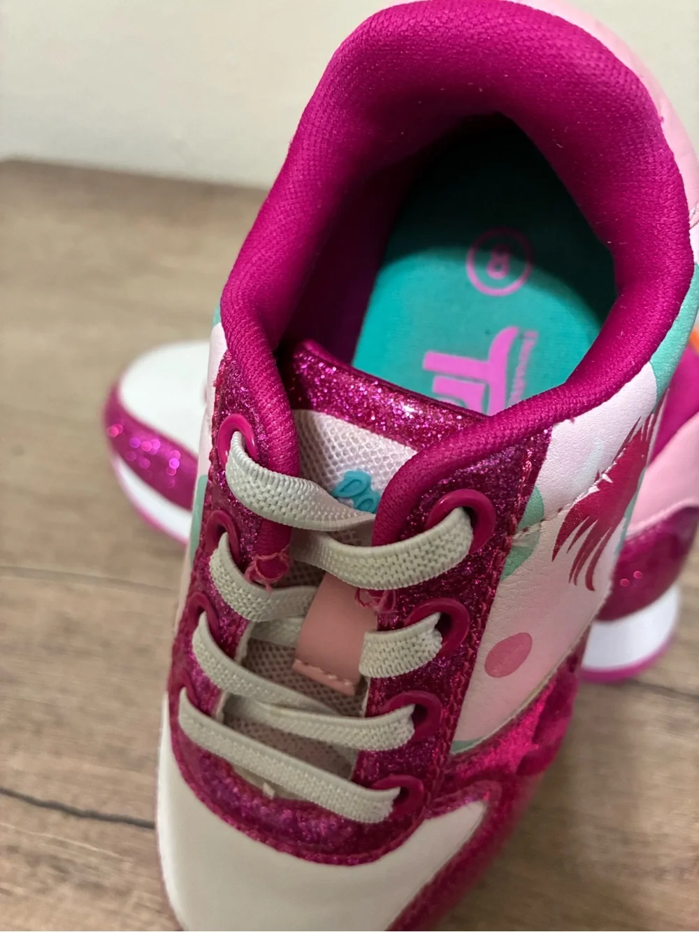 Girls Pink Glitter Trolls Trainer Sneakers